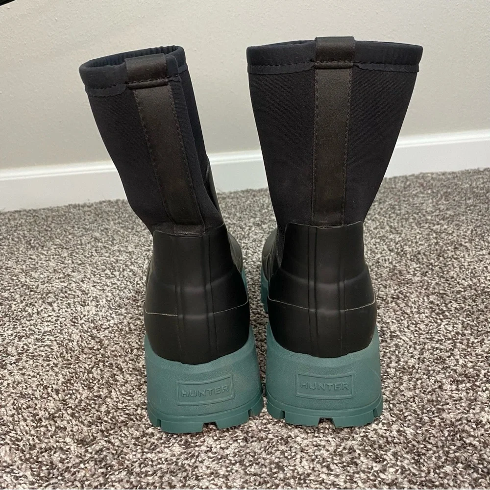 Hunter City Explorer Short Boot Rain Boot Black Green‎ Women’s 10